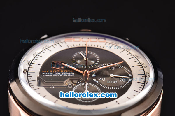 Tag Heuer Mikrogirder 2000 Chronograph Miyota Quartz Rose Gold Case with PVD Bezel and Black Dial - Click Image to Close